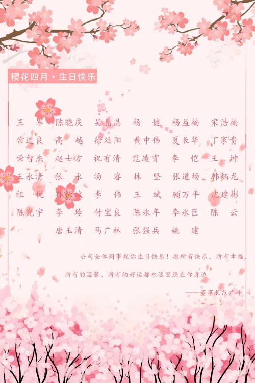 【生日祝?！抗ё?月生日的員工生日快樂！